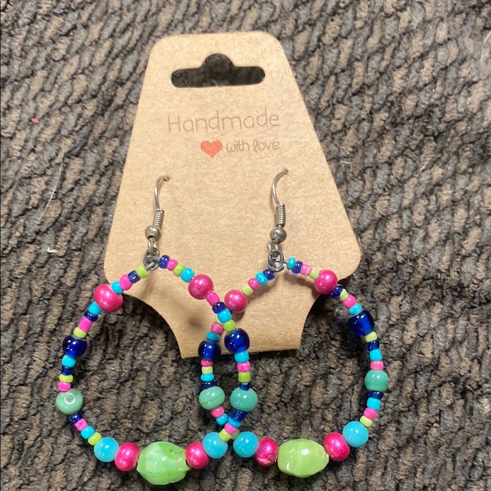 Colorful Beaded Hoop Earrings